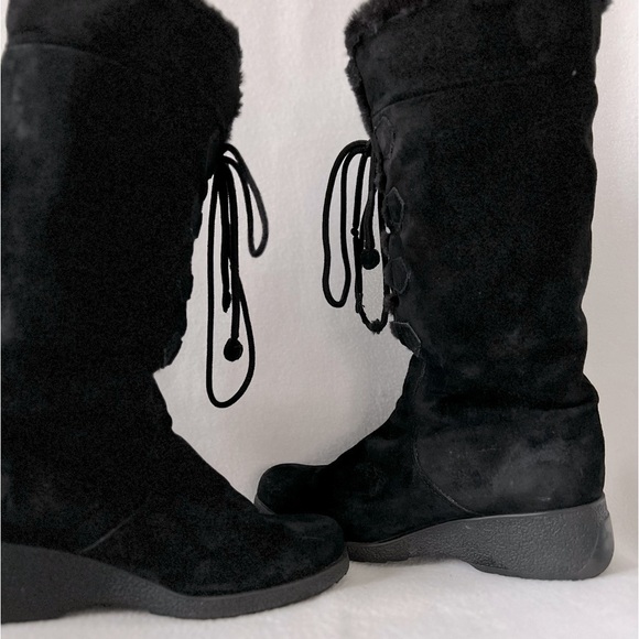 Khombu Size 9 Black Suede Lace Up Winter Boot with Faux Fur Lining. - Picture 6 of 16